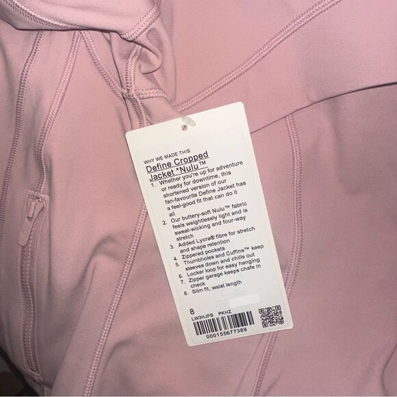 NWT 8 Lululemon Define Cropped Jacket Nulu - Pink Haze - Picture 3 of 8